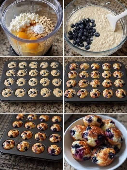 Blueberry Cottage Cheese Pancake Bites (High-Protein Breakfast)